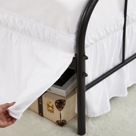 RIMELA White Bed Valance Double Elastic Bed Skirt - Easy to Install - Soft Brushed Polyester Fabric-38 cm Drop - (135 x 190 cm)