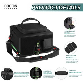 Booms Fishing Expandable Fishing Reel Bag - Double Layer Hidden Storage Fishing Reel Case for 8 Reels - Protective Compartment, DIY Storage Space for Fishing Tackle and Equipment - RC4 Reel Cover