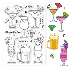 INFUNLY Summer Drink Clear Stamps Silicone Stamp for Card Making Rubber Stamps for Journaling Card Making Decoration and DIY Scrapbooking