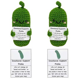Emotional Support Pickled Cucumber Gift,2 Pcs Knitting Cucumbe with Positive Words,Cute Pickle Toys for Home Office Desktop Decor (2 pcs)