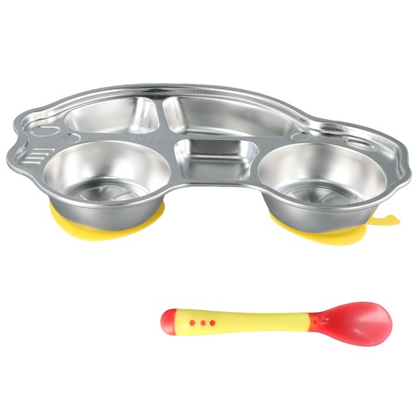 Disnace Stainless Steel Divided Plates Meal Plates, Car Shape Divided