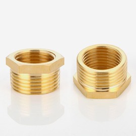 QZKJQDD Brass Reducer 1 to 3/4 Inch Adapter, Adapter 3/4 Inch to 1 Inch (G Diameter 32.5 mm x Inner Thread Diameter 25 mm), Reducer 3/4 to 1, Thread Fitting for Water Pipes, Pack of 2