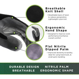 SHOWA Atlas 370B Nitrile Palm Coated General Purpose Work Glove, Black, XX-La...