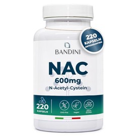 Bandini NAC N-Acetyl L-Cysteine, 220 Capsules, 600 mg (More than 7 Months Supply), Glutathione Precursor, Natural Antioxidants, 100% Pure N Acetyl Cysteine Amino Acids, High Dose, Vegan