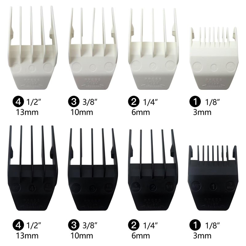 GRABOTE 8-pack (1/8",1/4", 3/8", 1/2") Clipper Guides For Wahl Peanut,