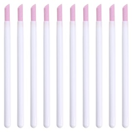 ONLYKXY 10pcs Pumice Stone Nail Cuticle Pushers Plastic Handle Trimmer Cleaning Cuticle Remover Stick Nail File Art Manicure Pedicure Tools for Nails Cuticles Fingernail Care (White)