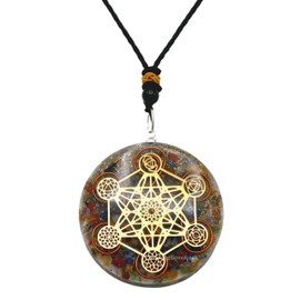 Amazing Gemstone Orgone Pendant with Seven Chakra Crystal and Chakra Metatron Cube - Natural Healing Pendant Necklace for Women Men and Kids