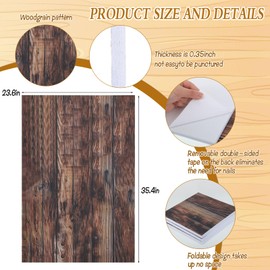 CODOHI Dart Board Wall Protector Felt Wood Grain Foldable Dart Board Backing Tiles Dartboard Backboard Cork Backboard Alternative | Home & Basement & Garage Use Wall Protector with Adhesive Pads