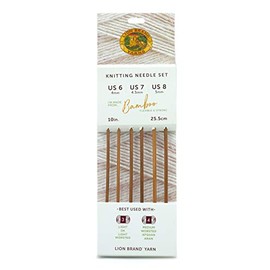 Lion Brand Yarn Bamboo Knitting Needle Set, Straight Wood Needles for DK, Medium, Worsted Yarn, Sizes 6-7-8