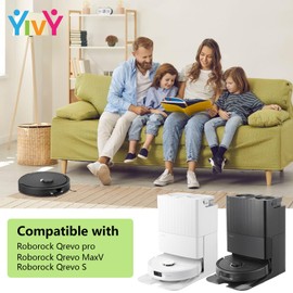 Yivy Accessories Kit Compatible with Roborock Qrevo pro/Qrevo MaxV/Qrevo S/Qrevo plus Robtic Vacuum Cleaner,2 Main Brush Roller,6 Black Side Brush,4 Hepa Filters,8 Mop Pads,6 Dust Bags (Black-29)