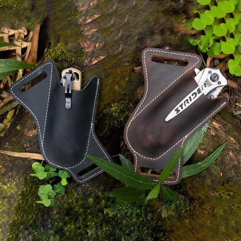 Leather Knife Sheaths for Belt, Pocket Knife Holder, EDC Sheath