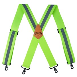 MELOTOUGH Reflective Safety Suspenders|Work Suspenders with Hi Viz Reflective Strip Hold Up Tool Belt Suspenders for Men Heavy Duty 4 Snap Hooks