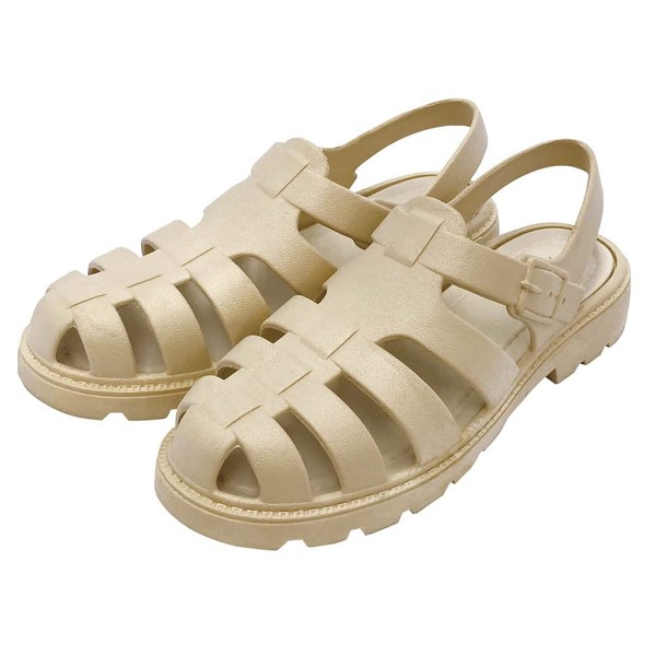 Gurca Sandals Rubber Sandals, Women's, Cute, Easy, Lightweight, Material, Beige, L, Size: Approx. 9.4 - 9.8 inches (24 - 25 cm), 86994