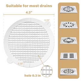 Aimondow Disposable Hair Catcher, Pet Hair Shower Drain Mesh Filter, Hair Catcher Mesh Cover Sticker Strainers for Bathroom Bathtub Kitchen Sink Drain Hole, 4.3 Inch (Round-20 Pcs)
