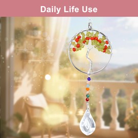 Tree of Life Sun Catcher for Windows Decoration – Crystal Gifts, Spiritual Pendant Gift for Window Light Reflection and Positive Energy, Hanging Crystal Ornaments for Home, Garden, or Car