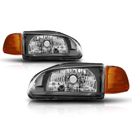 OE Style Headlights Assembly Compatible with 92-95 Honda Civic | Headlamps with Black Housing Clear Lens