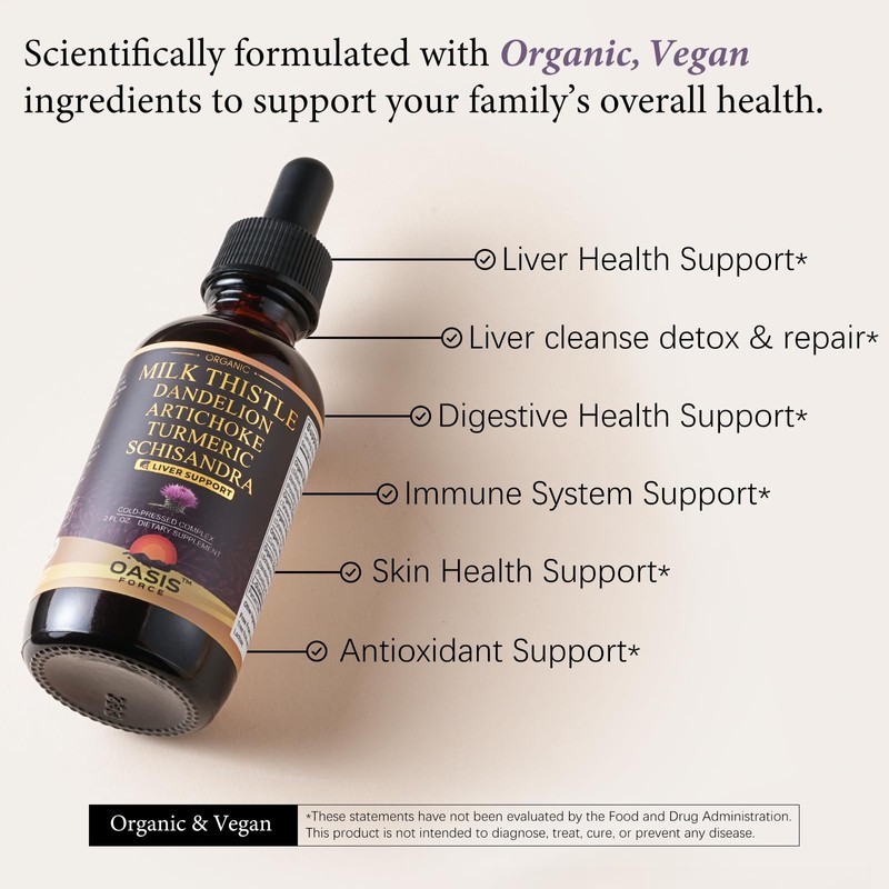 OASIS FORCE Organic Milk Thistle Extract Liquid for Liver Cleanse