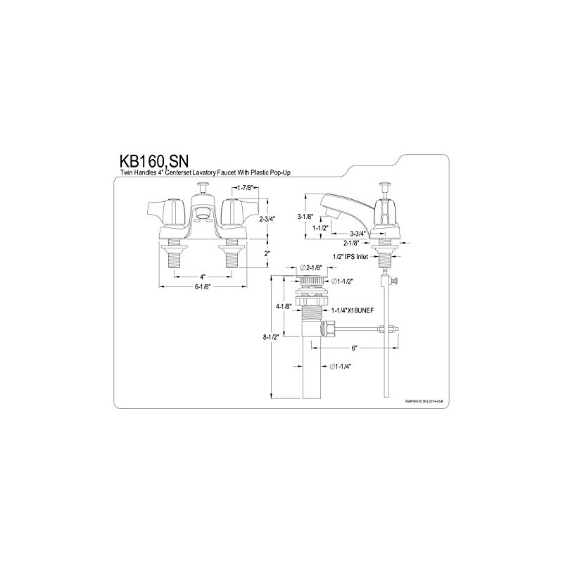 Kingston Brass KB160 Vista Twin Canopy Handles 4-Inch Centerset Lavatory
