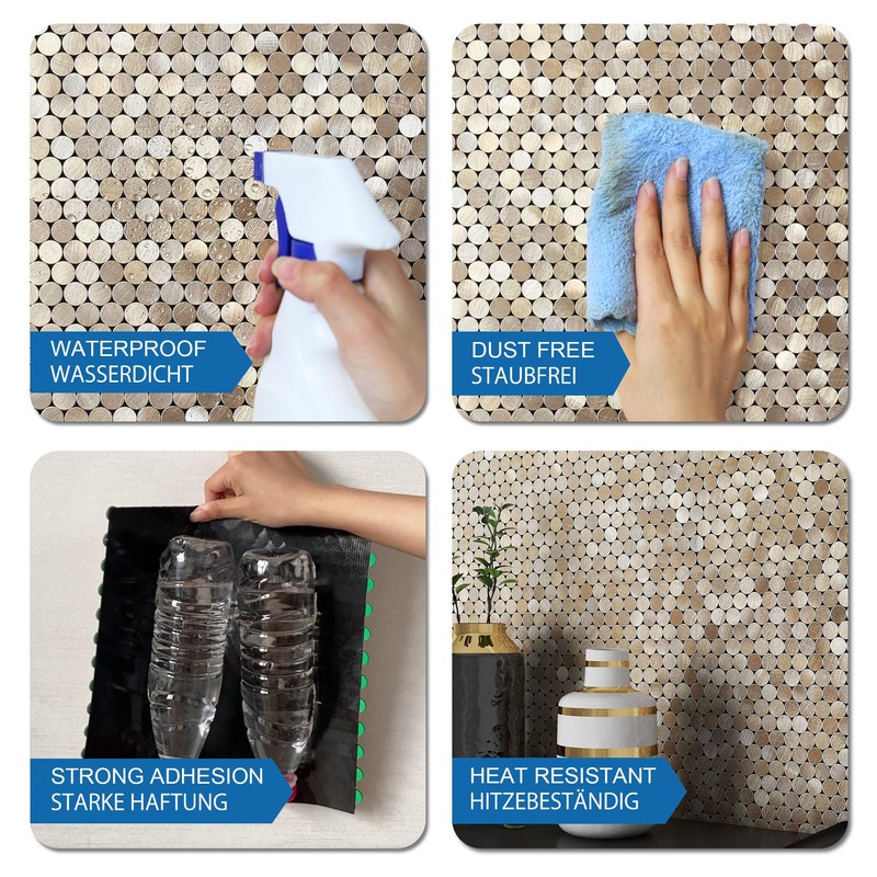 M MOFIT Small Penny Round Peel and Stick Backsplash Tile