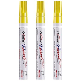 Overseas Permanent Paint Markers Pens - 3 Pack Yellow Oil Based Paint Pens, Medium Tip, Quick Drying and Waterproof Marker Pen for Metal, Rock, Wood, Fabric, Plastic, Canvas, Mugs, Stone, Glass