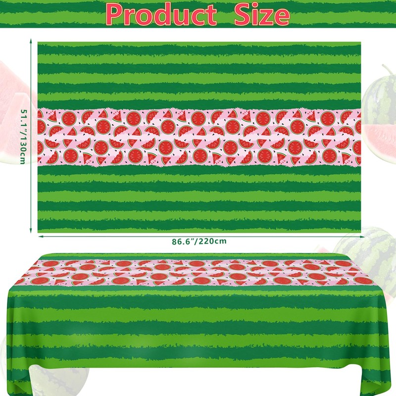 4 Pack Watermelon Rind Tablecloth Green Melon Rectangle Table Cloth