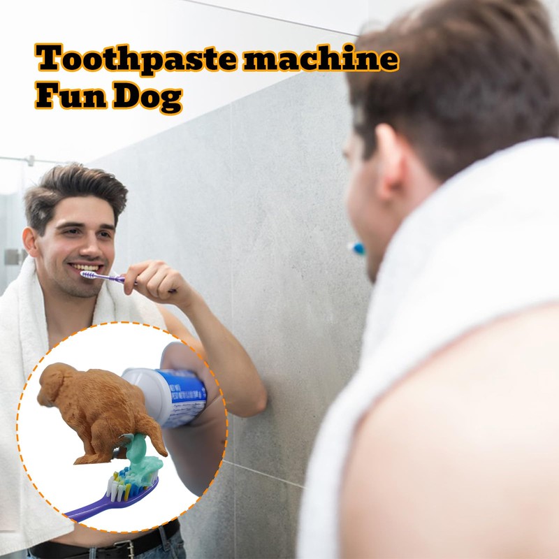 Techbrighten 2 PCS Pooping Dog Butt Toothpaste Topper, Hilarious Golden