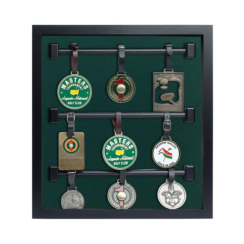 Golf Bag Tag Collection Display with Acrylic Cover | Holds