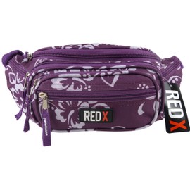 Ladies Mens Canvas Hibiscus Waist Bum Bag Fanny Pack by RED X ® Travel Holiday Security