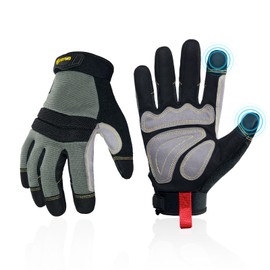 Work Gloves For Men, KG125M Mechanic Utility Work Gloves for All Purpose, Excellent Grip, Heavy Duty, Improved Dexterity, Touch Screen,L