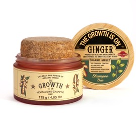 The Growth is On Organic Artisan Ginger Shampoo Bar – Handmade Hair Growth Bar with Rosemary, Turmeric & Lemon – Sulfate-Free, Aluminum-Free, Plastic-Free Solid Shampoo for Oily, Itchy, Thinning Scalp – 115g