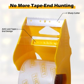 TROOZY Heavy Duty Packing Tape with Dispenser for Packing Shipping, Moving and Boxes, 2.56 mil Thick, 1.88 in x 22 yd, 6 Pack, Total 133 yd