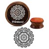 Printtoo Floral Mandala Pattern Round Wooden Rubber Stamp Craft Textile