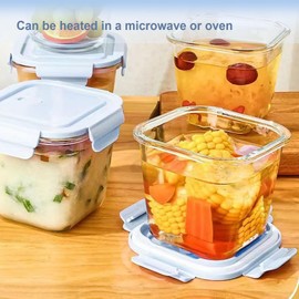 Opexscal Square Glass Food Storage Containers with Lids Airtight 2 Pack, Glass Storage Containers with Lids for Food, Oven/Microwave Safe