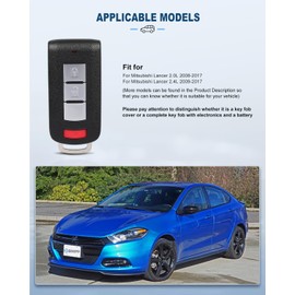ECCPP Key Fob Keyless Entry Fits for Mitsubishi Lancer 2.4L 2009-2017 4 Buttons Remote Control Replacement OUC644M-KEY-N 315Mhz