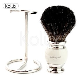 Mens Shaving Pure Black Badger Hair Shaving Brush,+ Free Brush Holder by KOLUX