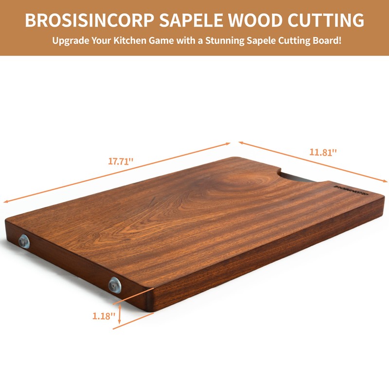 Brosisincorp Real Solid Sapele Wood Cutting Board One Piece No