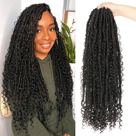 26 Inch Boho Butterfly Locs Crochet Hair 6 Packs Distressed Infinity Locs For Black Women Boho Crochet Braids Faux Locs Natural Hair Extension(26inch,1B)