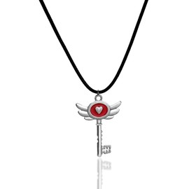 DSKOBT Heart shaped Key Necklace Metal Pendant Movie Costume Role Playing Props Cosplay Accessories, Metal, No Gemstone