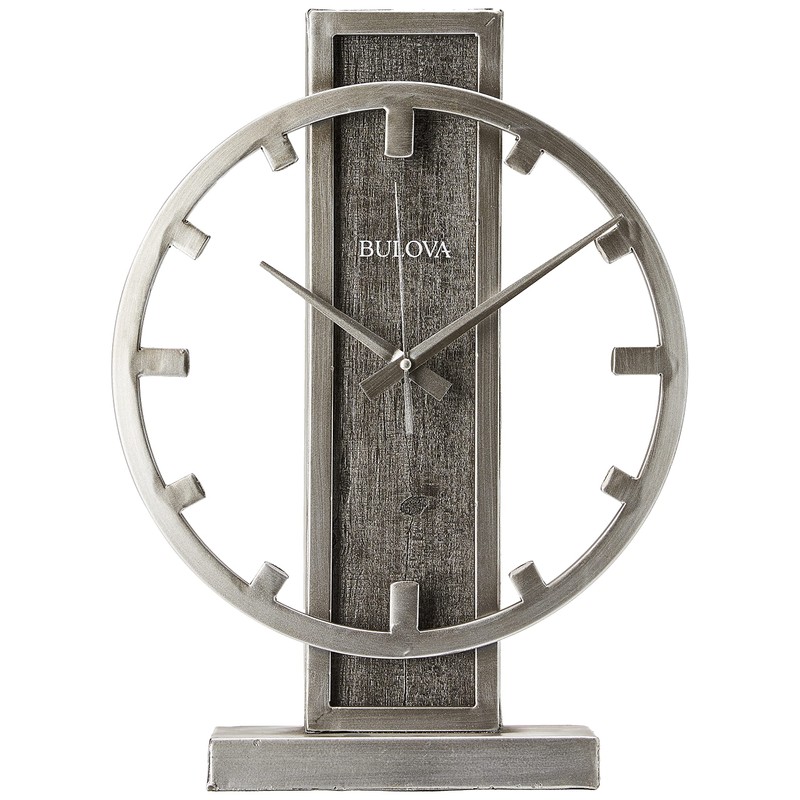 Bulova B1864 Streak Tabletop Clock, Aged Silver-Tone 2.63 x 12