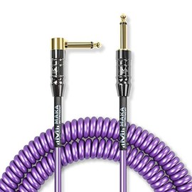 Cable de bobina de guitarra premium, 9,4 m, cable espiral para instrumento de guitarra, bajo, 0,6 cm de ángulo recto a recto, Violeta