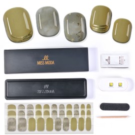 MISS MODA Gel Nail Seal, Curing Type, 4 Piece Gel Nail Set with Super Mini Gel Lamp, Popular Hands, Nail Sticker, 32 Tips Configuration