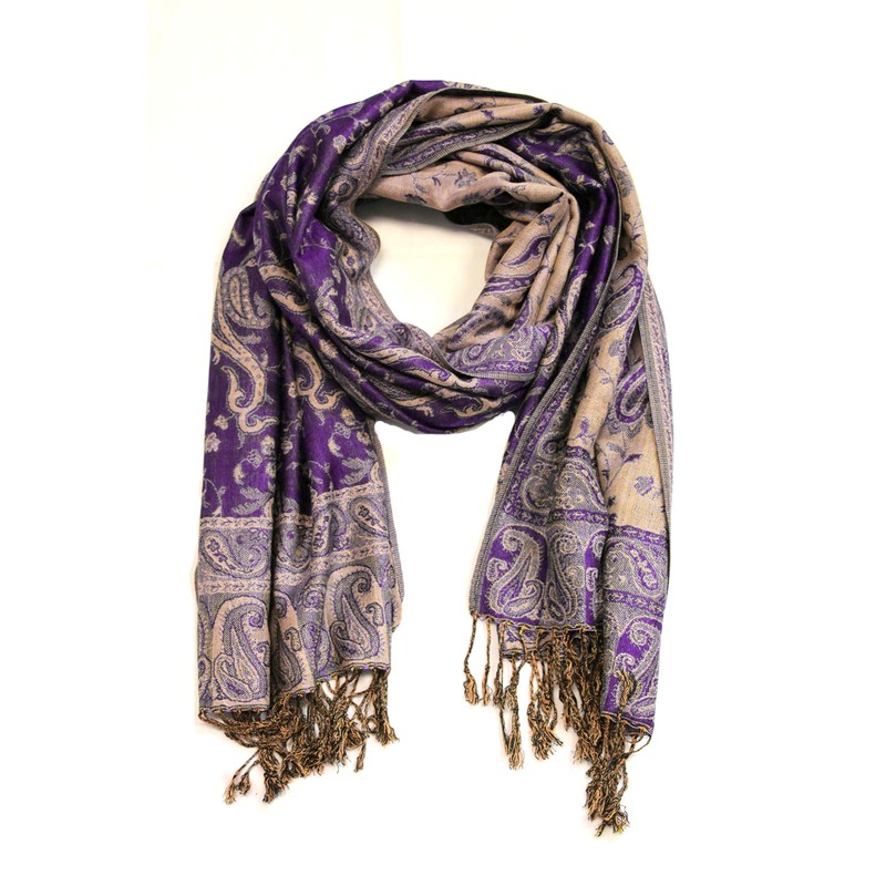 Sakkas Soft Silky Double Layer Jacquard Paisley Pashmina Shawl/Wrap/Scarf -