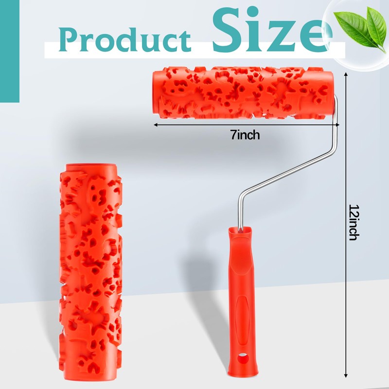 Reallnaive 2 Pcs 7'' Texture Roller Pattern Paint Roller for