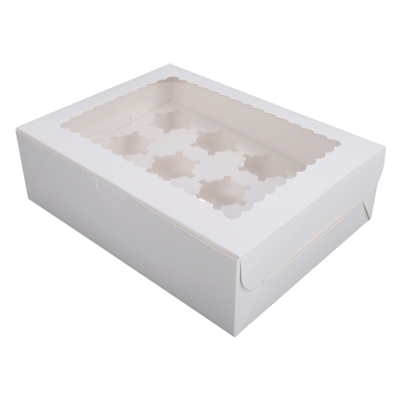 6PCS Set Cupcake Container 12 Holes Cardbord Bakery Pastry Carrier