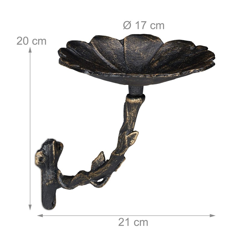 Relaxdays Bird Bath, Water Bowl, Wall Mountable, Frost-Proof, H x