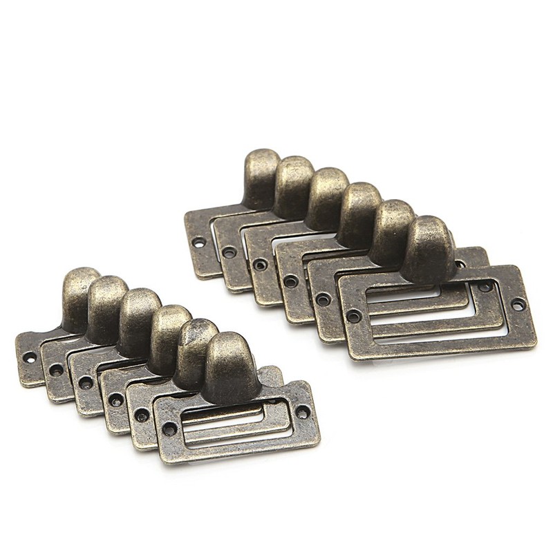 JUNESUN 6x Handle File Name Card Cabinet Label Holder Antique