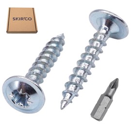 SKIR'CO (300 pcs) Zinc Plated Steel 3.5 x 16 mm Silver Wood Screws, Metal Screws, Wafer Head, Pozidriv, Self Tapping