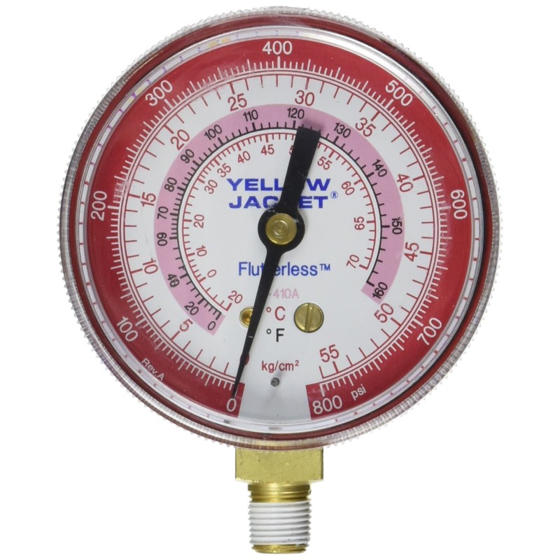 Yellow Jacket 49035 Gauge (Degrees F), 2-1/2", Red Pressure, 0-800