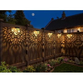 Gardsee Solar Fence Lights 6 Pack Solar Deck Lights Waterproof LED Powered Step Wall Lanterns Outdoor Decorations Warm Yellow Decorative Lighting for Garden Backyard (Black)