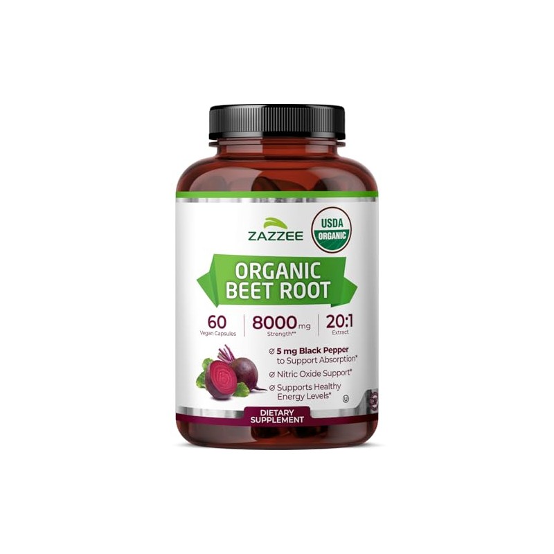 Zazzee USDA Organic Beet Root 20:1 Extract, 60 Vegan Quick